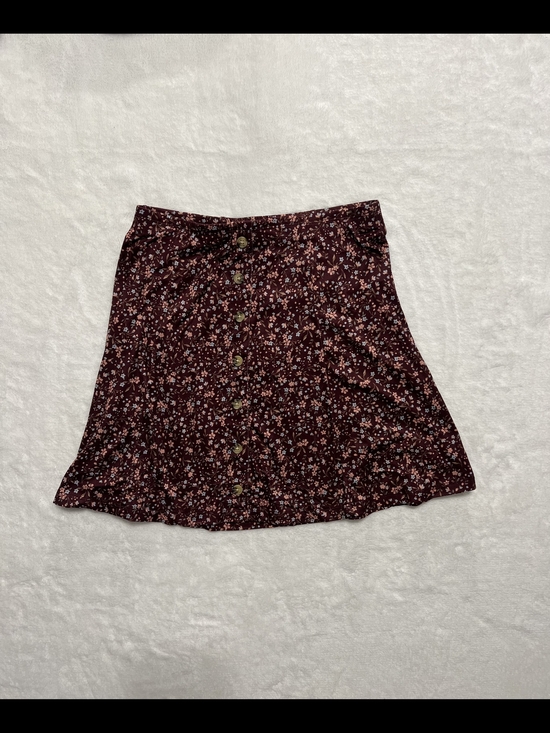 Wallflower Dresses & Skirts - Wallflower Burgundy Floral Button-Front Skater Skirt